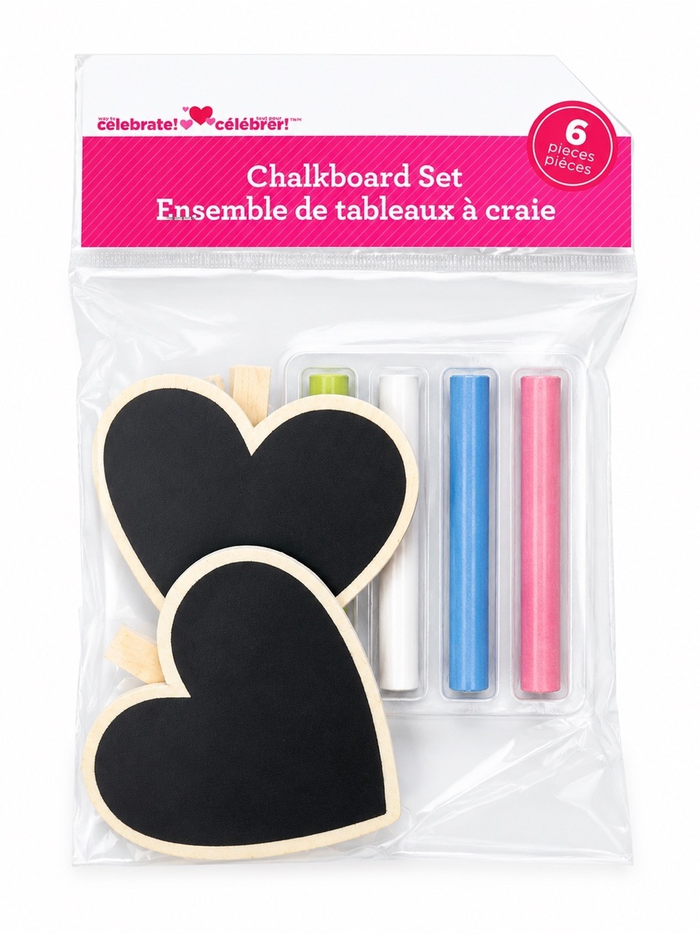 WAY TO CELEBRATE! NWT Heart Chalkboard Clip Set Craft Decor Wedding Party